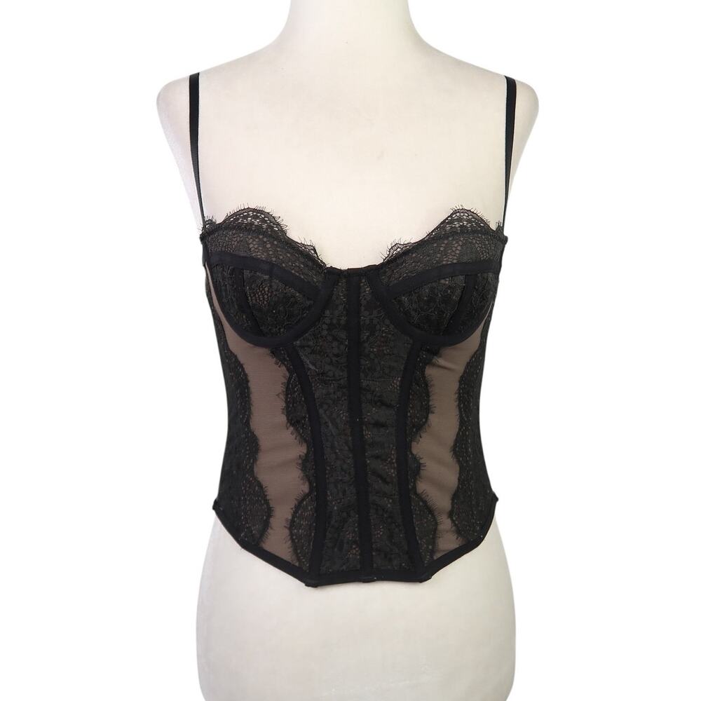 Out From Under Urban Outfitters Black Lace Corset Bustier Top S